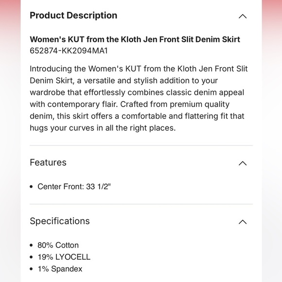 Women's KUT from the Kloth Jen Front Slit Denim Jean Raw Hem Skirt Size 16 - Picture 10 of 14